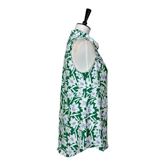 Cabi Top #6099 Collared V-neck Sleeveless Green White Floral Women’s Size Small - Picture 3 of 12
